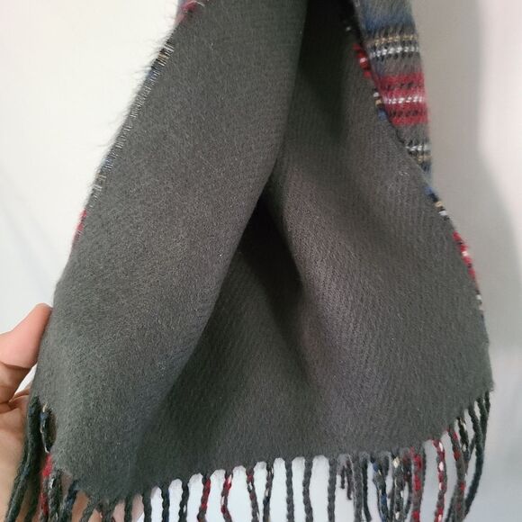Plaid Fringed 100% Cashmere Made in Scotland Scarf - Picture 3 of 3